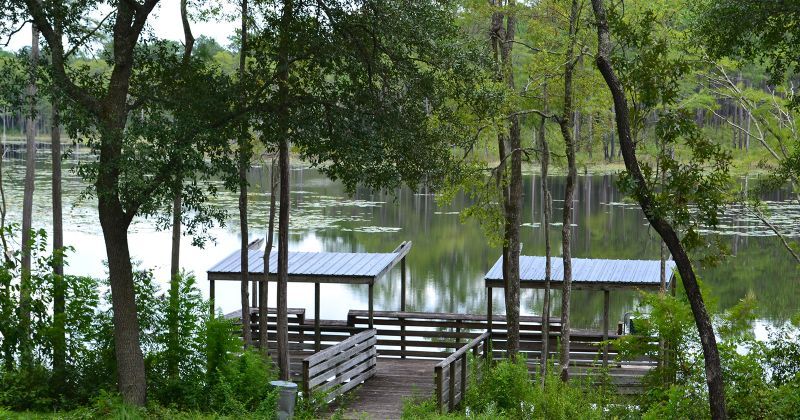 Fishing dock at Trout Pond Recreation and GF&A Trail